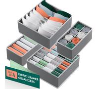 Organisateur de commode [4 paquets] Organisateurs de tiroir de commode en tissu gris (4 tailles avec 45 emplacements) Organisateur de tiroir de sous-v