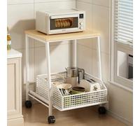 Organisateur De Comptoir Cuisine Gain Place Chariot De Rangement Micro-Ondes Compact avec Panier Buffet De Rangement pour Machine À Café Étagère De Cuisine(White,15.75x13.78in/42x30x40 cm)
