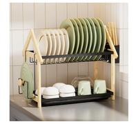 Organisateur de comptoir de cuisine avec égouttoir à ustensiles et porte-ustensiles. Égouttoirs à vaisselle à 2 niveaux pour comptoir de cuisine, égouttoir avec plateau/porte-ustensiles/port