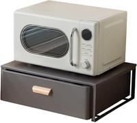 Organisateur de comptoir de Cuisine avec tiroir Coulissant, Micro-Ondes, Coin café et Rangement, Acier au Carbone, Noir(60cm)