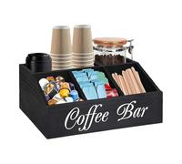 Organisateur de comptoir de Station de café-organisateur d'accessoires de bar à café, support de panier en bois pour comptoir | Organisateur de station de café avec séparateurs amovibles pour le