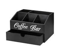 Organisateur de comptoir de station | Support de panier en bois pour plan de travail | Organisateur rustique d'accessoires pour décoration de café pour la maison, café