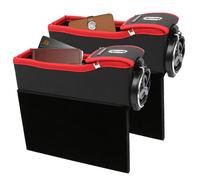 Organisateur de console de voiture - Paquet de 2 boîtes de rangement pour fentes en cuir | Pochettes de remplissage latérales avec porte-boissons, rangement supplémentaire pour téléphones, clés, carte