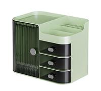 Organisateur de cosmétiques - Trousse de rangement de maquillage, conteneur de cosmétiques transparent avec plusieurs compartiments de bureau transparent, organisateur de pinces à cheveux, Vert, Voir