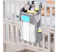 Organisateur de Couches à Suspendre pour Lit de Bébé - Sac de Chevet Multifonction pour Voiture, Table à Langer (Gris)