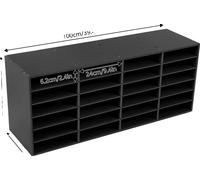 Organisateur de courrier, 24 compartiments, étagère réglable, noir