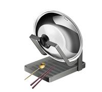 Organisateur de couvercle de casserole - Support de planche à découper en acier de 13,6x18,2x12,3 cm avec repose-cuillère, support de couvercle de casserole | Plateau d'égouttage amovible pour spatule