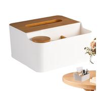 Organisateur de couverture de boîte à mouchoirs - Boîtier ďe télécommande étanche en PP | Support đe bureau multifonction, compartiment pour coton-tige, salle d́e bain, cuisine, chambre à coucher, étu
