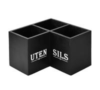Organisateur de Cuisine avec 3 Compartiments, 24x24x16cm, d'Angle, Grande Range Couverts pour Tiroir, Plan Travail, Fourchette, Cuillères, Porte Ustensiles 30-40, Bords Lisses, Gain de Place, Noir