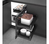 Organisateur de cuisine coulissant for armoire d'angle aveugle, support de rangement coulissant for armoire d'angle avec 4 paniers en aluminium, optimiseur de coin profond, coulissant complet