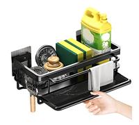 Organisateur de Cuisine, Porte-éponge Suspendu, Organisateur d'évier de Cuisine, Organisateur d'évier avec bac de Drainage, Organisateur de Cuisine sans perçage avec Crochets