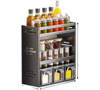 Organisateur De Cuisine pour étagère À Épices En pour aluminium Trou | No Drill Spice Rack,Wall Mounted Organiser,Kitchen Storage Shelf,Rust pour proof Holder,Adjustable Seasoning Stand