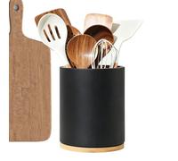 Organisateur De Cuisine Rotatif - Construction En Bois, Conception Pivotante Circulaire, Support De Grande Capacité | Support De Rangement Pour Ustensiles, Récipient Pour Couteau, Cuillère, Fourchette