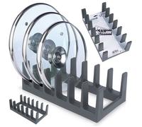 Organisateur de cuisine - Support Couvercles Assiettes Planches - Noir - 28x15x9 cm - Plastique - 6 pièces
