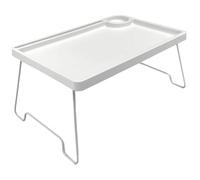 Organisateur de Cuisine, Support pour Ordinateur Portable Pliable en Plastique avec Porte-gobelet, Multifonctionnel et Travailler, Lire Manger (Blanc).
