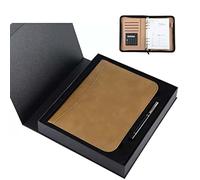 Organisateur de documents Folio Classeur en cuir A5 PU Faux Dossier conférence Portefeuille bureau d'affaires avec calculatrice à 6 anneaux Presse-papiers(Brown)
