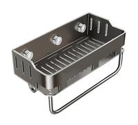 Organisateur de Douche à Ventouse,Rangement Mural avec Trous de Drainage | Panier de Douche à Ventouse avec Crochets et Barre Porte-Serviette | pour Maison Cuisine Appartement Dortoir et Balcon