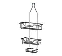 Organisateur de douche de salle de bain - Support mural avec gobelet en corde - Étagères de douche en acier noir pour shampoing, savon, serviettes - Rangement de salle de bain économiseur d'espace