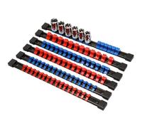 Organisateur de douille en ABS - 6 porte-outils pour douilles | Porte-monnaie, 32 clips de 1/4 pouce, 30 clips de 3/8 pouces, 24 clips de 1/2 pouces, support compact pour boussole, organisateur pro