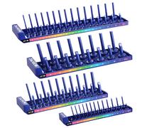 WORKPRO Kit d'Organisateur de Douilles 4 Pièces, 1/4", 3/8", 1/2" pour Douilles Métriques, Support de Rangement pour Douilles avec Plateau de Stockage, Porte-Douilles Shadow pour Organiser vos Outils