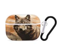 Organisateur de écouteurs Wolf in the Sun - Housse de protection antichoc pour Airpods Pro avec mousqueton et clip anti-chute - Blanc
