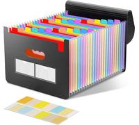 Organisateur De Fichiers De Bureau-24 Compartiments (Noir), Classeur De Tri, Trieur De Documents A4 Extensible Avec Couvercle, Organisateur De Dossiers En Accordéon