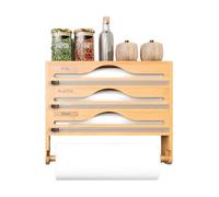 Organisateur de films alimentaires avec cutter, coupe-film avec inscription, boîte de rangement multifonctionnelle, réutilisable, peu encombrant, pour cuisine, garde-manger, réfrigérateur