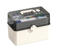 Organisateur de fournitures médicales, rangement portable de médicaments avec boucle d'étanchéité et deux plateaux, 3 boîtes d'organisation de pharmacie à domicile avec couvercle transparent et