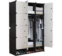 Organisateur de garde-robe, armoire de rangement en panneau de résine, facile à installer, armoire de rangement, pour rénovation de chambre/dortoir/salle de location, N (taille : 12 portes)