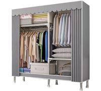 Organisateur de garde-robe portable avec rail de suspension et étagères, design pliable pour un assemblage rapide et un rangement durable dans n'importe quelle pièce