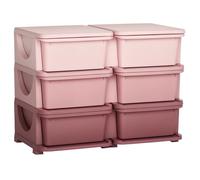 Organisateur de jouets pour enfants - HOMCOM - 3 niveaux avec 6 tiroirs - plastique - 75x37x56,5cm - rose
