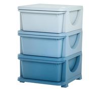 Organisateur de jouets pour enfants - HOMCOM - tiroirs à 3 niveaux - en plastique - 37 x 37 x 56,5 cm - bleu