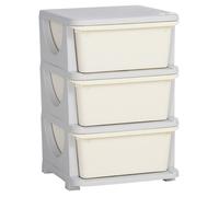 Organisateur de jouets pour enfants - HOMCOM - tiroirs à 3 niveaux - en plastique - 37 x 37 x 56,5 cm - crème