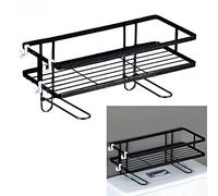 Organisateur de la Plate-Forme de Toilette à Grande capacité, Fer Imperméable sur L'entrepôt de Toilettes, Installation sans Indigène, Pratique et Pratique (Noir monocouche)