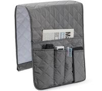 Organisateur de l'accoudoir de canapé 5 Poche 34.3x12.6 poudas Caddy Rhombus Modèle Polyester Reclin à armoine Caddy Minimaliste Poche de canapé Gris pour Tablette, Livre, Magazine, Sofa Sof