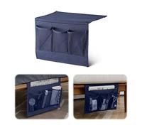 Organisateur de literie avec 4 poches, table de lit, support de télécommande fauteuil canapé caddy canapé accoudoir, accessoires de lit, porte-journaux (bleu marine)
