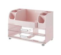 Organisateur De Maquillage avec 2 Tiroirs, Boîte Rangement Cosmétique Grande Capacité sur Roue, Porte-Rangement De Maquillage À 2 Niveaux pour Rouge À Lèvres De Parfum De Crème De Soin De La Peau
