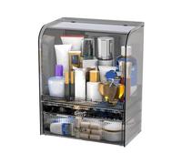 Organisateur de maquillage couvert, organisateur de maquillage anti-poussière avec couvercle,Boîte de rangement pour cosmétiques | Boîte de rangement de cosmétiques avec couvercle et tiroirs, vitrines
