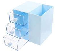 Organisateur de Maquillage de Bureau en Abs Bleu pour Rangement | Boîte de Rangement à Tiroirs, Multi-compartiments, Style Simple et Moderne, pour Cosmétiques et Bureau