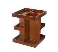 Organisateur de Maquillage en Bois | Polyvalent | 22,5 x 22,5 x 28 cm | Organisateur Rotatif | Affichage de Rack de Rangement en Bois | Multi-Compartiment | pour Le dortoir à Domicile