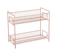 Organisateur de Maquillage en Fer, Étagère de Bureau Double Couche Dorée | Surface Lisse, Résistant à L'usure, Anti-rouille, Support Robuste pour Cosmétiques et Petits Outils