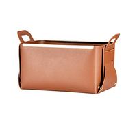 Organisateur de maquillage et rangement Bureau en cuir avec poignée panier de rangement créatif maison cosmétique plateau salon chambre pliable boîte de rangement Organisateur de boîte à cosmétiques(C