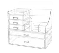 Organisateur de maquillage transparent pour vanité - Supports et organisateurs de tiroirs de rangement | 11.02x6.50x4.72in tiroir maquillage organisateur bureau commode mallette de rangement vanité su