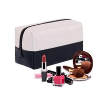 Organisateur De Maquillage Voyage | Color Blocking Cuir PU Étui Organisateur | Sac De Toilette Imperméable Pour Déplacements - Pour Femmes Maison Hôtel Camping Voyage D'affaires Trajet Quotidien Salle