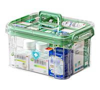 Organisateur de médecine, 9, 5x6, 7x5, 3 pouces Boîte de rangement à double couche à double couche avec plateau compartiment amovible, boîte premiers soins avec poignée, accessoires maison