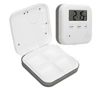 Organisateur de médicaments, 4 compartiments Organisateur de médicaments portables avec Timer Smart Sound and Vibration Alarm Rappel pour la maison (Gris)