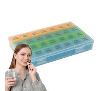 Organisateur de médicaments - Boîte à pilules Montique | Rangement compact de pilules avec couvercles ouverts simples, séparateur de pilules 4 semaines pour vitamines, compléments et recettes idéal