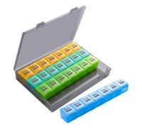Organisateur de médicaments - Boîte à pilules Montique | Rangement compact de pilules avec couvercles ouverts simples, séparateur de pilules 4 semaines pour vitamines, compléments et recettes idéal