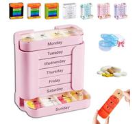 Organisateur de médicaments de 7 jours - pour une gestion de la santé sans effort, organisateur de médicaments 4 fois par jour 7 jours par semaine, avec de grands compartiments (Rose)