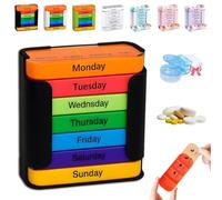 Organisateur de médicaments de 7 jours - pour une gestion de la santé sans effort, organisateur de médicaments 4 fois par jour 7 jours par semaine, avec de grands compartiments (Noir-coloré)